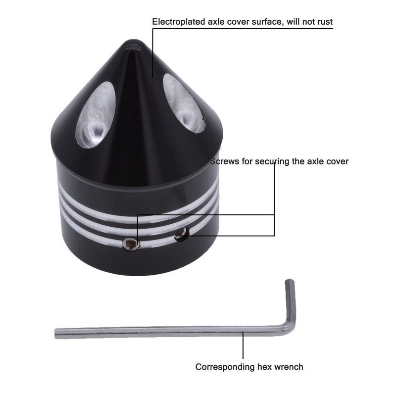 NATGIC 1 Pair Motorcycle Aluminum Front Axle Nut Cover Cap Kit for Dyna Softail Sport-ster Touring Road King FXD FXST FLHT 883 1200 XL (Black) - Image 3